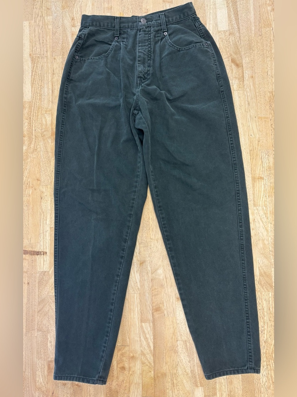 Vintage 90s BRITTANIA High Waisted Mom Jeans Pleated Tapered Green Black 8x31